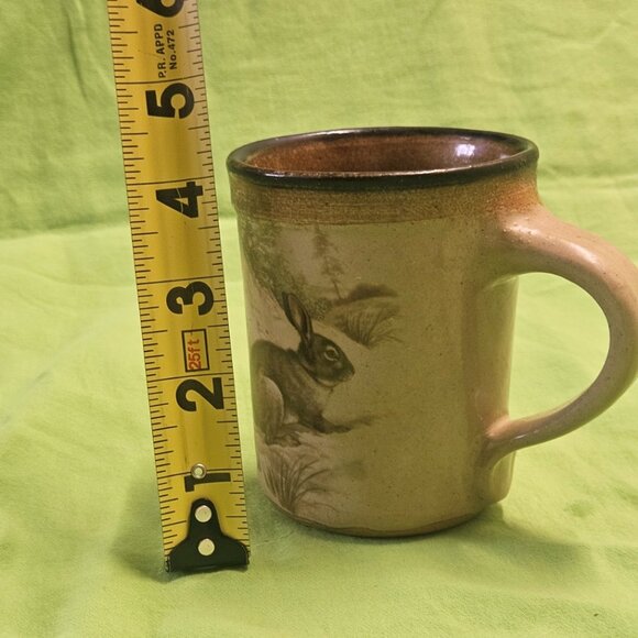 Vintage Monroe Salt Works Pottery Mug with Bunny Rabbits Monroe Maine 12oz - Picture 9 of 9